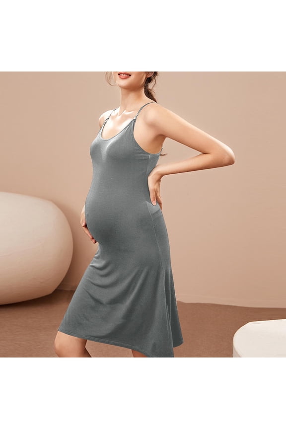 Women's Maternity Nursing Dress Sleeveless V-Neck Knee Length Plus Size Adjustable Straps Soft for Breastfeeding Postpartum Home Outdoor Casual Wear Gift