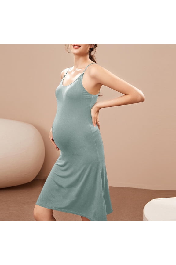 Women's Maternity Nursing Dress Sleeveless V-Neck Knee Length Plus Size Adjustable Straps Soft for Breastfeeding Postpartum Home Outdoor Casual Wear Gift