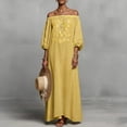 thumbnail image 1 of TaTaai Women's Off-Shoulder Embroidered Maxi Dress with Puff Sleeves, Loose Flowy Fit, and Boho Summer Style Gift, 1 of 5