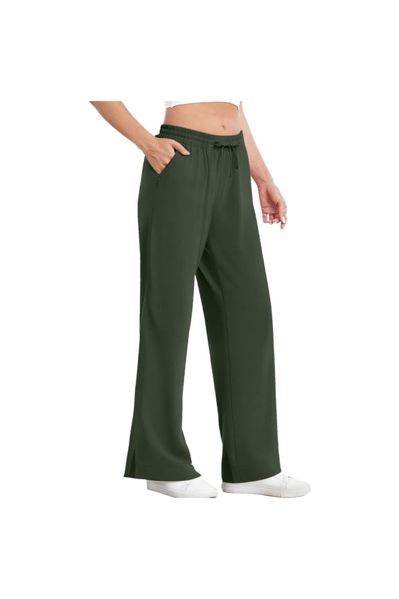 Women's Outdoor Sun Protection Pants UPF 50+ Elastic Waist with Drawstring Side Pockets and Straight Leg Side Slit Casual Trousers Gift