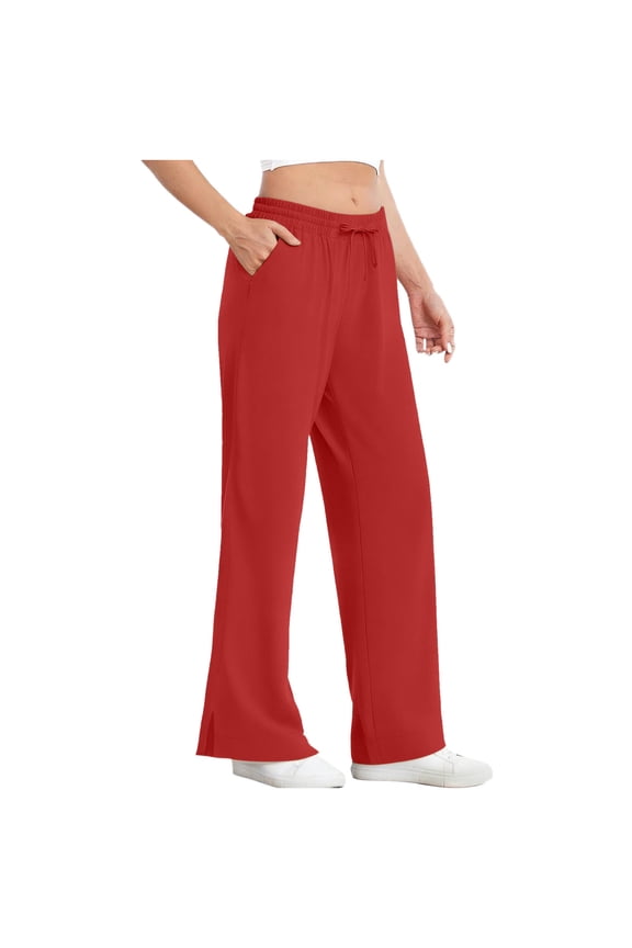 Women's Outdoor Sun Protection Pants UPF 50+ Elastic Waist with Drawstring Side Pockets and Straight Leg Side Slit Casual Trousers Gift