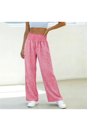 high waisted plaid dress pants Women's Plaid High-Waisted Pants - Classic Fall Trousers main image 1