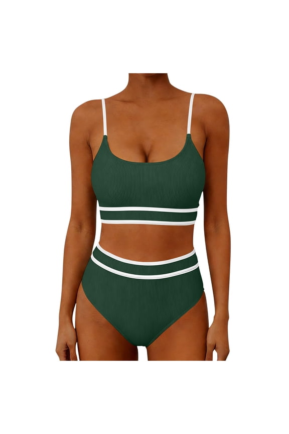 Women's Plus Size Friendly Two Piece Swimwear Hot Sale Sporty Bikini Set with Chest Pads Skirt Style Bathing Suit for Vacation Gift