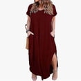 thumbnail image 1 of TaTaai Women's Plus Size Round Neck Short Sleeve Dress with Loose Relaxed Fit, Soft Breathable Fabric, and Casual Style Gift, 1 of 5