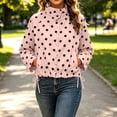 thumbnail image 1 of TaTaai Women's Polka Dot Stand Collar Jacket Button Down Lightweight Windbreaker with Pockets for Spring, 1 of 8
