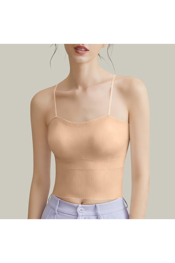 Women's Ribbed Knit Camisole Top with Built-In Bra Pads, Stretchy Comfortable Fit, and Casual Layering Style Gift