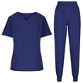 thumbnail image 1 of TaTaai Women's Scrub Set Short Sleeve Round Neck Top with Pockets and Matching Pants Solid Color Nurse Workwear Uniform for Hospital Clinic Daily Gift, 1 of 5
