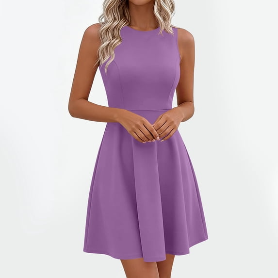 TaTaai Women's Sleeveless A-Line Dress with Side Pockets, Back Zipper, Flared Skirt, and Casual Fit Gift