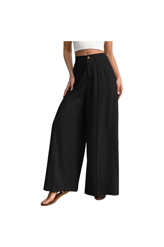 Women's Solid Color High Waist Flare Wide Leg Pants Loose Skirt Pants Suit Trousers for Summer Beach Vacation Daily Casual Wear Gift
