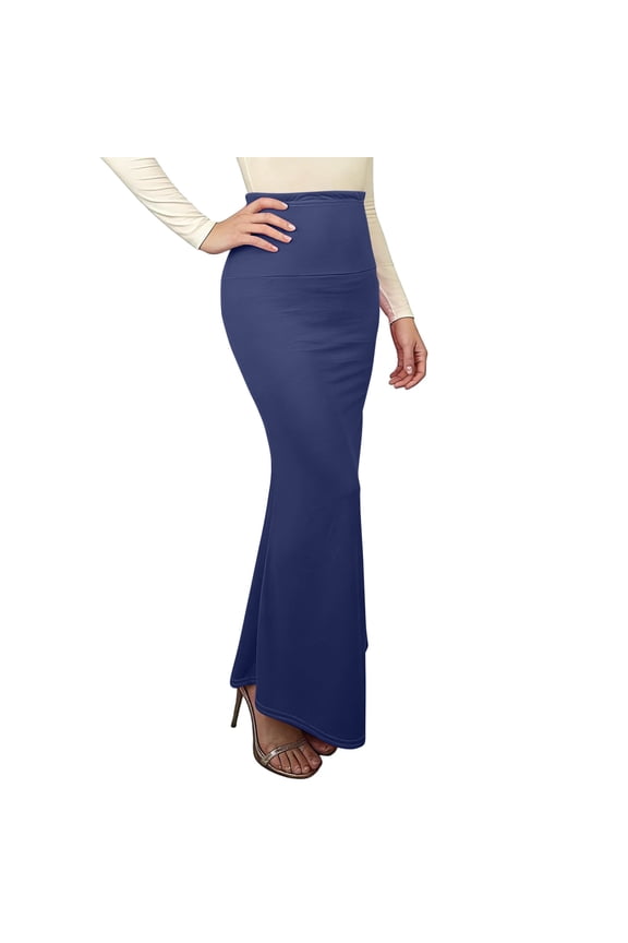Women's Solid High-Waisted Mermaid Maxi Skirt Bodycon Fitted Vintage Flounce Hem Long Flowy Skirt Elegant Evening Party Casual Fall Winter Gift