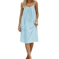 thumbnail image 1 of TaTaai Women's Solid Sleeveless Backless Cami Loose Lounge Dress Soft Polyester Lightweight Breathable Casual Midi Nightgown for Summer Home and Daily Use Gift, 1 of 5