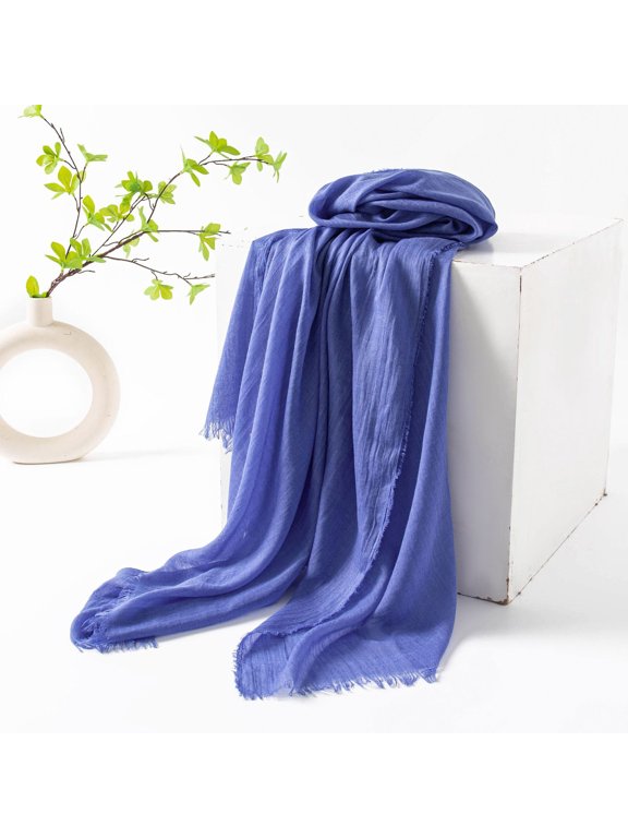 Women's Solid Thin Long Scarf, Lightweight Air-Conditioning Shawl and Gauze Wrap for Spring Summer