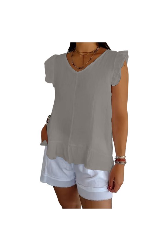 Women's Spring Summer Flutter Sleeve Tank Top Loose Slim Fit Simple Casual Elegant All Match Tops Gift