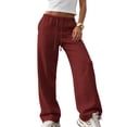 thumbnail image 1 of TaTaai Women's Straight Leg Pants for Women Solid Color Loose Fit Linen Trousers with Pockets for Daily Gift, 1 of 6