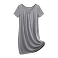 thumbnail image 1 of TaTaai Women's Summer Casual Fashion Solid Crew Neck Short Sleeve Mini Nightgown Soft Comfortable Short Dress Gift, 1 of 9