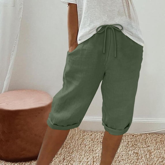 TaTaai Women's Summer Solid Color Drawstring Shorts with Back Pocket, Casual Elastic Waist Bottoms, Lightweight Relaxed Fit Pants for Beach and Daily Wear Gift