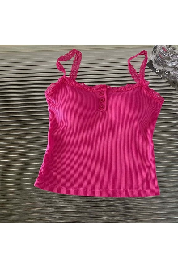 Women's Trim Camisole Top with Built-In Bra Pads, Round Neck, and Soft Stretchy Comfort Gift