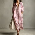 thumbnail image 1 of TaTaai Women's V-Neck Short Sleeve Maxi Dress with Striped Print, Side Pockets, and Relaxed Casual Fit, 1 of 5