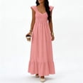 thumbnail image 1 of TaTaai Women's V-Neck Sleeveless Maxi Dress Solid Color Casual Slip Dress Lightweight Stretchy Polyester Blend Summer Beach Gift, 1 of 5