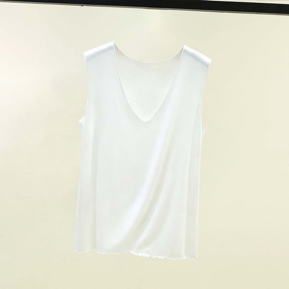 TaTaai Women's V-Neck Sleeveless Top with Ruffled Trim Modal Blend Soft Breathable Tank for Summer Daily Wear Gift
