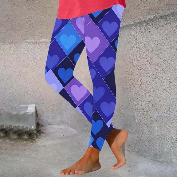 TaTaai Women's Valentine Print Casual Yoga Leggings, Valentine's Day Gift, Daily Home Activewear Leggings Gift