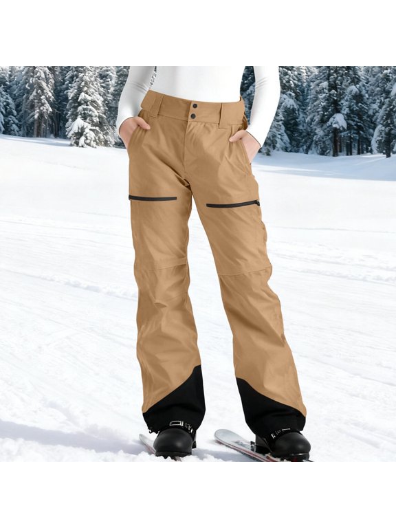 Women's Waterproof Ski Pants Windproof Color Block Pockets Lightweight Single Layer Snow Pants Outdoor Winter Sports Hiking Snowboarding Softshell Gift