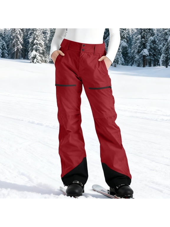 Women's Waterproof Ski Pants Windproof Color Block Pockets Lightweight Single Layer Snow Pants Outdoor Winter Sports Hiking Snowboarding Softshell Gift