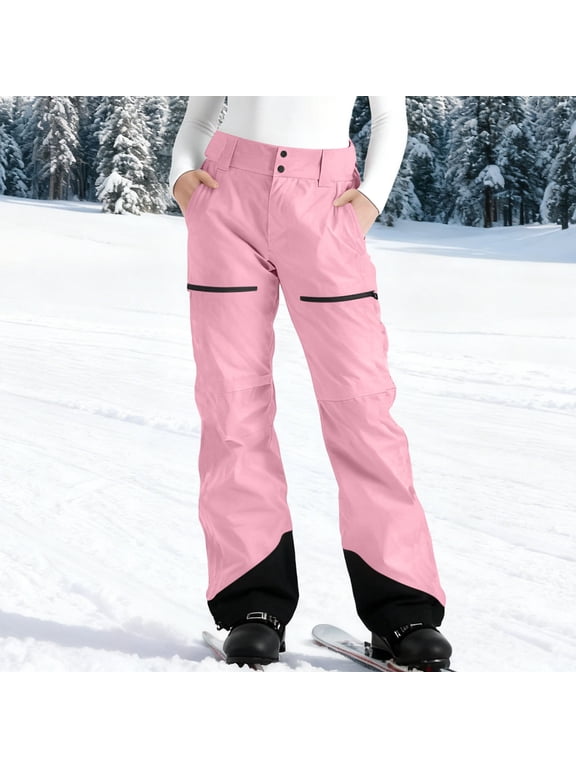 Women's Waterproof Ski Pants Windproof Color Block Pockets Lightweight Single Layer Snow Pants Outdoor Winter Sports Hiking Snowboarding Softshell Gift