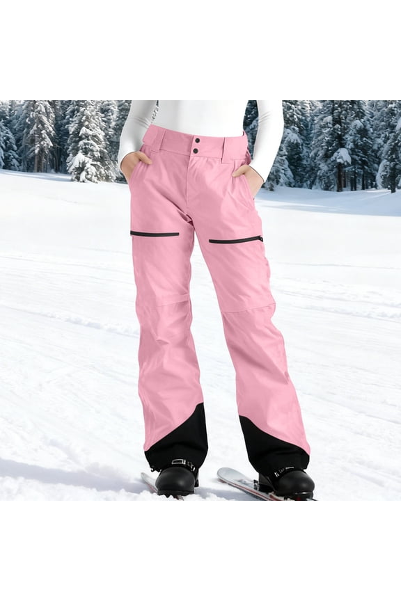 Women's Waterproof Ski Pants Windproof Color Block Pockets Lightweight Single Layer Snow Pants Outdoor Winter Sports Hiking Snowboarding Softshell Gift