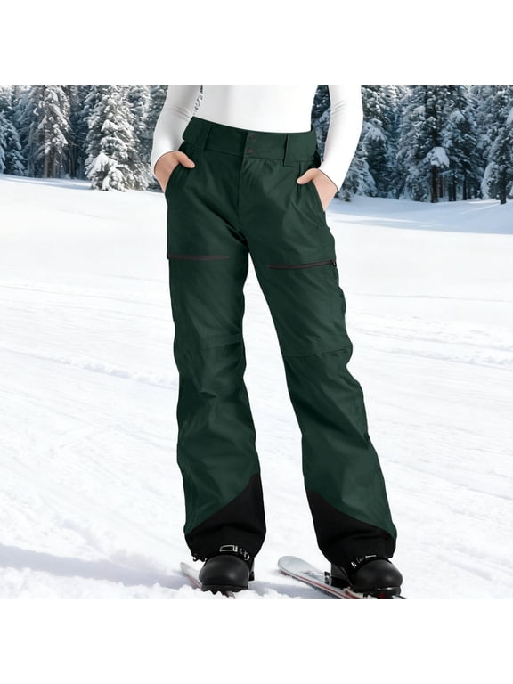 Women's Waterproof Ski Pants Windproof Color Block Pockets Lightweight Single Layer Snow Pants Outdoor Winter Sports Hiking Snowboarding Softshell Gift