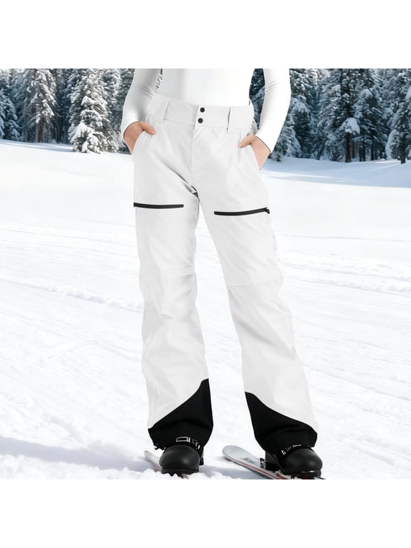 Women's Waterproof Ski Pants Windproof Color Block Pockets Lightweight Single Layer Snow Pants Outdoor Winter Sports Hiking Snowboarding Softshell Gift