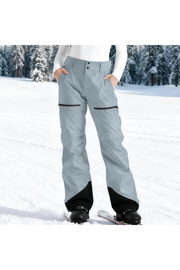 Women's Waterproof Ski Pants Windproof Color Block Pockets Lightweight Single Layer Snow Pants Outdoor Winter Sports Hiking Snowboarding Softshell Gift