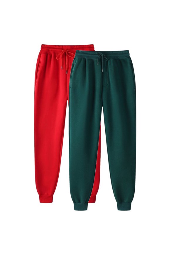 Womens 2 Pack Jogger Pants Solid Elastic Waist Loose Cuffed Sweatpants Plus Size for Home Gym