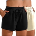 thumbnail image 1 of TaTaai Womens 2 Pack Solid Drawstring Sports Shorts with Pockets Loose Fit Elastic Waist Stretchy Breathable for Summer Daily Gym, 1 of 8