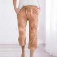 thumbnail image 1 of TaTaai Womens Casual Plaid Pants Drawstring Elastic Waist Loose Fit 7/8 Length Cropped Trousers with Pockets for Spring Summer Daily Wear Gift, 1 of 7