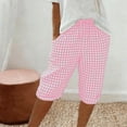 thumbnail image 1 of TaTaai Womens Casual Plaid Shorts Drawstring Elastic Waist Loose Fit 5 Inch Knee Length Bermuda Pants with Pockets for Spring Summer Daily Wear Gift, 1 of 9