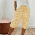 thumbnail image 1 of TaTaai Womens Casual Plaid Shorts Drawstring Elastic Waist Loose Fit 5 Inch Knee Length Bermuda Pants with Pockets for Spring Summer Daily Wear Gift, 1 of 9