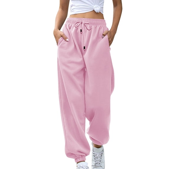 TaTaai Womens Casual Solid Elastic Waist Long Straight Pants High Waist with Sashes Soft Breathable for Daily Sport Beach Summer