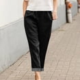 thumbnail image 1 of TaTaai Womens Casual Wide Leg Pants Linen Feel Drawstring Elastic Waist Solid Color Loose Trousers for Daily 1-Pack Gift, 1 of 5