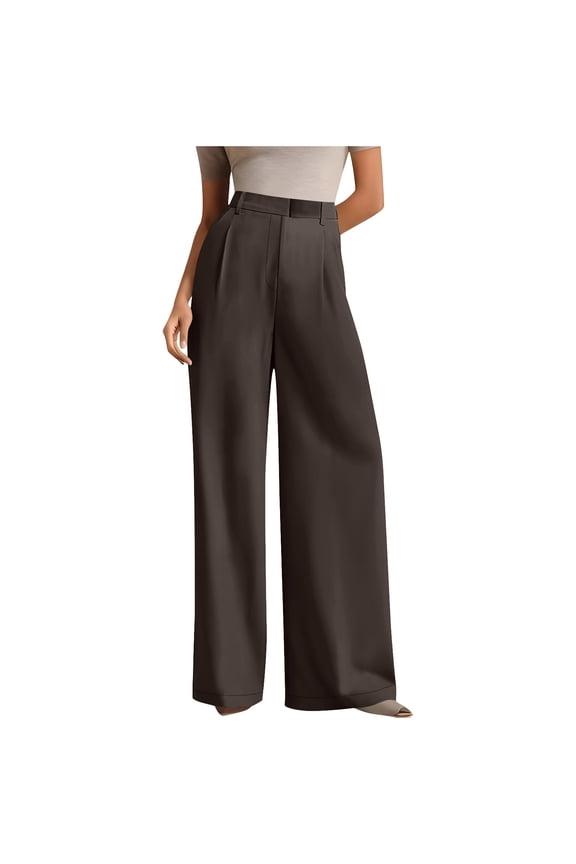Womens Commuting High Waist Drape Straight Wide Leg Pants Casual Suit Long Loose Fit Soft for Daily Work Office Travel