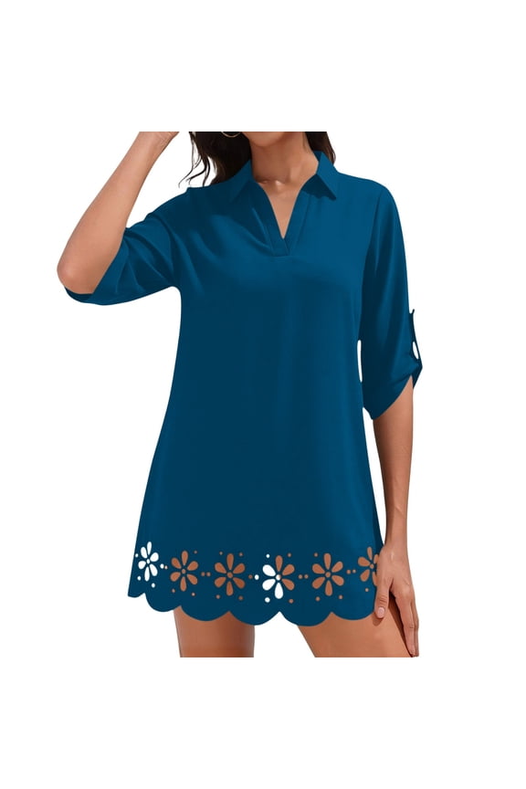 Womens Cover Up Short Sleeve V Neck Button Front Sheer Burnout Mesh Beach Dress for Swimsuit Vacation Gift