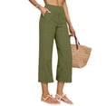 thumbnail image 1 of TaTaai Womens Cropped Pants High Waisted Straight Leg Side Pocket Solid Soft Breathable Casual Linen Trousers for Spring Summer Gift, 1 of 7