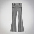 thumbnail image 1 of TaTaai Womens Double Layer Fold Waist Sports Pants High Elastic Slim Fit Flared Long Pants For Daily Gym Wear, 1 of 4