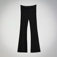 thumbnail image 1 of TaTaai Womens Double Layer Fold Waist Sports Pants High Elastic Slim Fit Flared Long Pants For Daily Gym Wear, 1 of 4