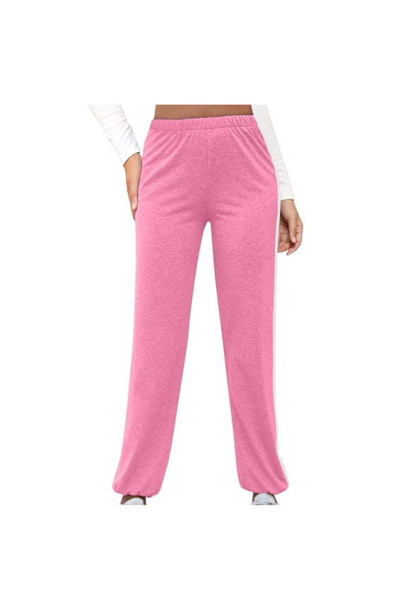 Womens High Waist Jogger Pants Loose Elastic Cuffed Sweatpants Solid for Daily Sport