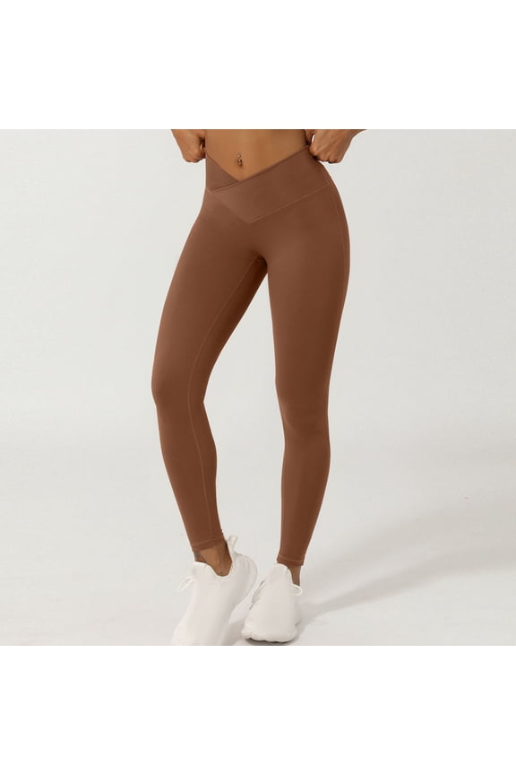 Womens High Waist Naked Feel Yoga Leggings Butt Lifting Elastic Solid Tight Pants for Gym
