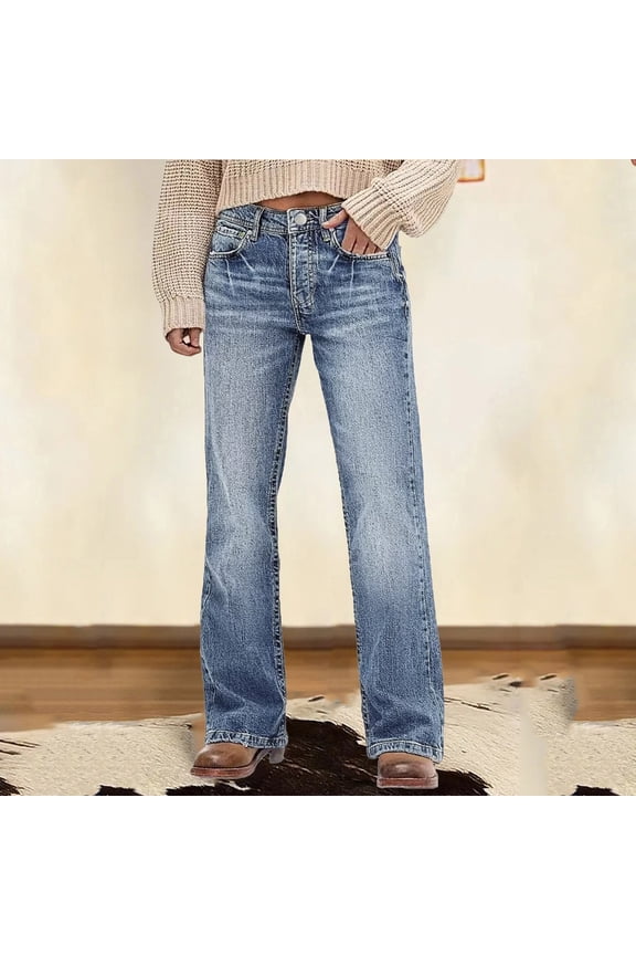 Womens High Waist Narrow Wide Leg Jeans Washed Stretch Denim Pants Trousers Bottoms for Daily Casual