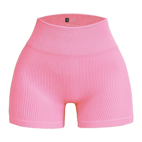 TaTaai Womens High Waist Yoga Shorts Seamless Ribbed Elastic Solid Stretchy for Gym Workout