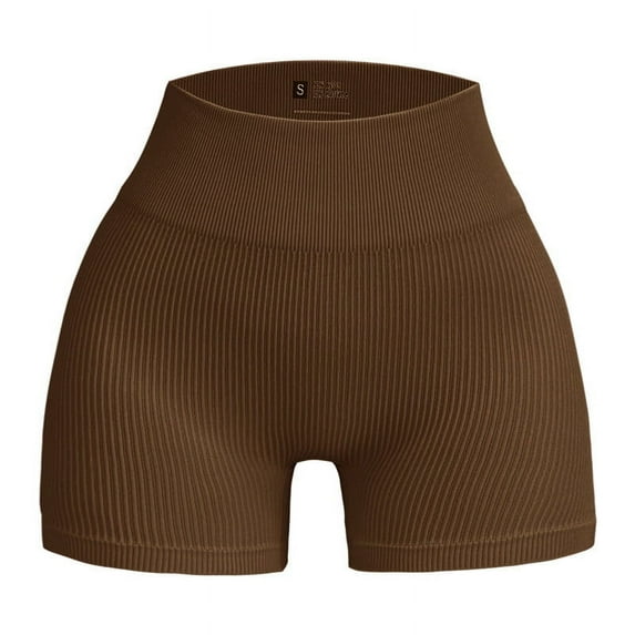 TaTaai Womens High Waist Yoga Shorts Seamless Ribbed Elastic Solid Stretchy for Gym Workout