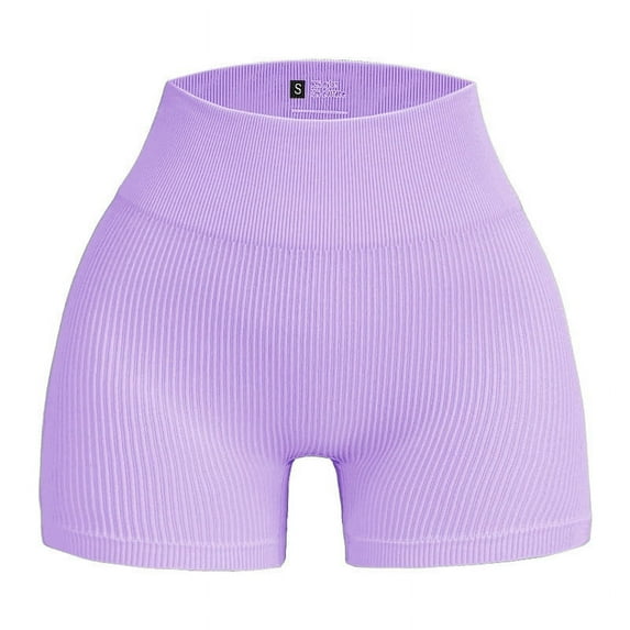 TaTaai Womens High Waist Yoga Shorts Seamless Ribbed Elastic Solid Stretchy for Gym Workout